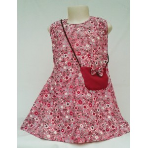 Vestido de Malha Rosa com Bolsa - 1,2,3